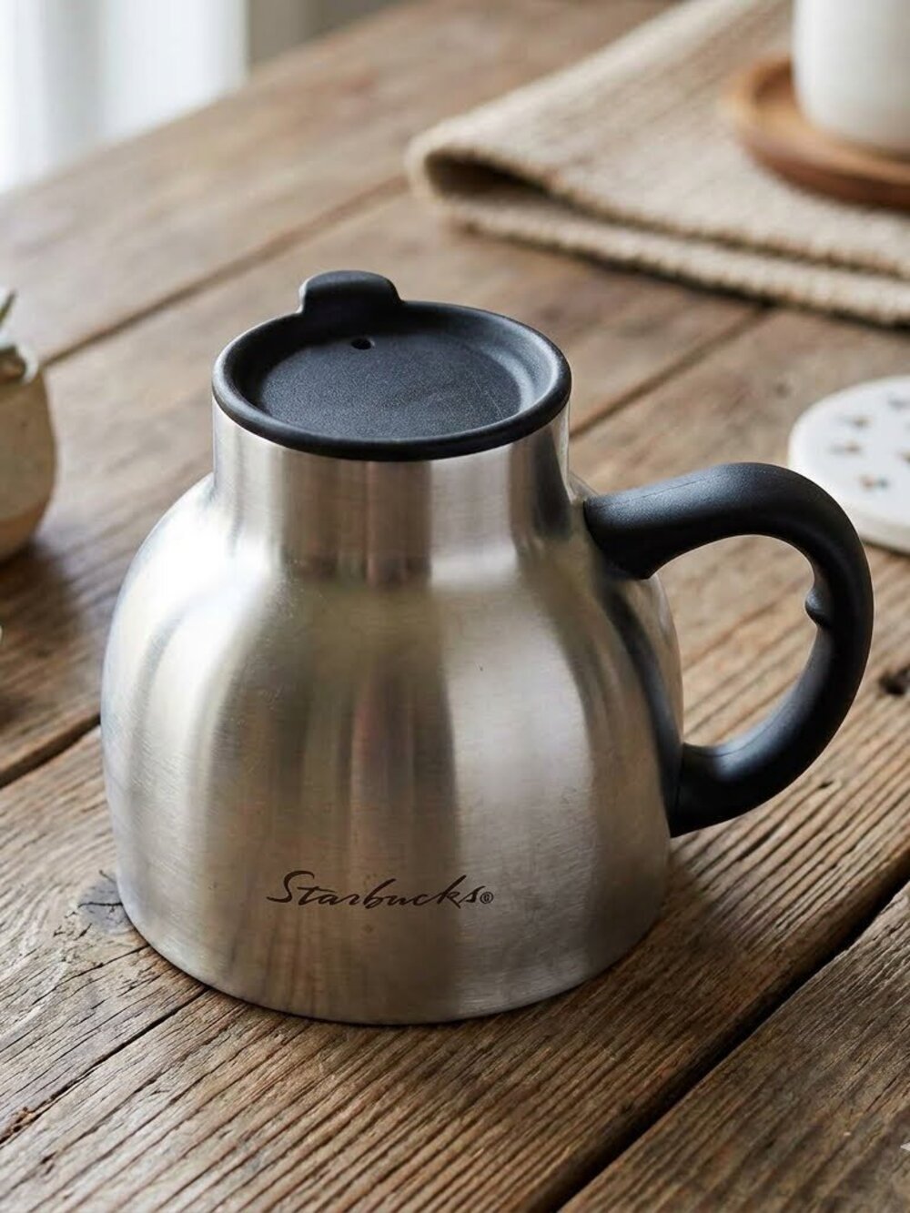 Starbucks Chubby Stainless Steel Insulated Lid Coffee Mug 16oz. Vintage